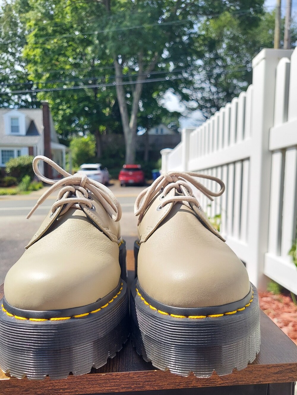 Dr. Martens 1461 Quad II Pisa Leather Tan Platform Oxford Women Size 9M Docs DM - Picture 8 of 13
